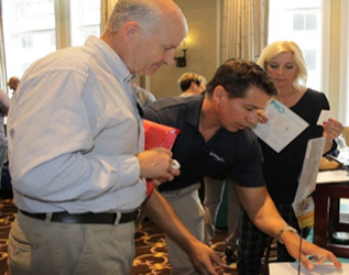 Conference attendees browsing
